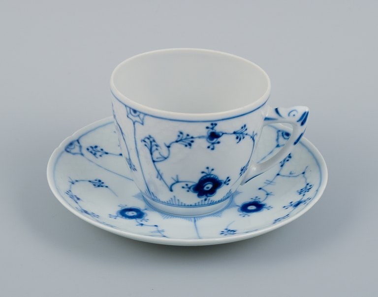 Bing & Grondahl, Denmark, Blue Fluted plain, four pairs of coffee cups. - 2