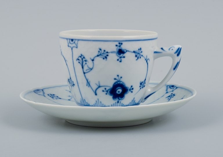 Bing & Grondahl, Denmark, Blue Fluted plain, four pairs of coffee cups. - 3