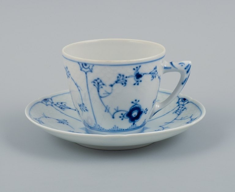 Bing & Grondahl, Denmark, Blue Fluted plain, three pairs of coffee cups. - 2