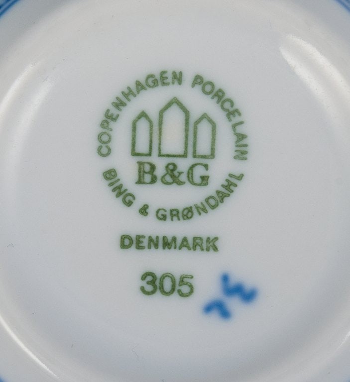 Bing & Grondahl, Denmark, Blue Fluted plain, three pairs of coffee cups. - 6