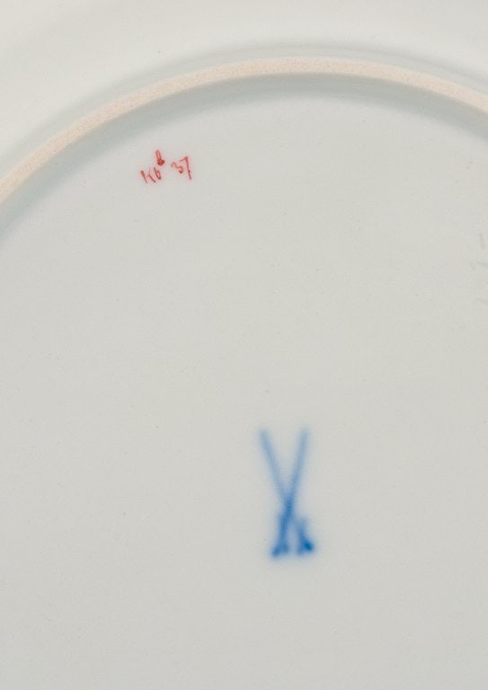 Meissen, Germany. Three plates with orange-red decoration. - 4