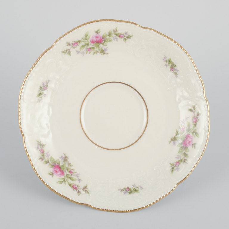 Rosenthal, Germany. "Sanssouci", six cream colored teacups with saucers decorated with flowers and - 4
