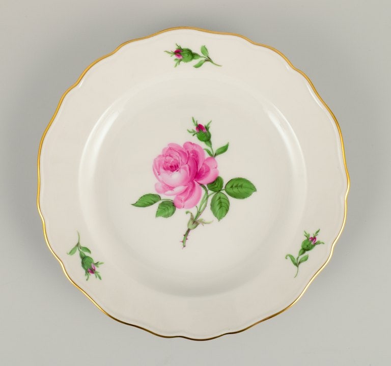 Meissen, Germany, three plates hand painted with flowers and gold - 2