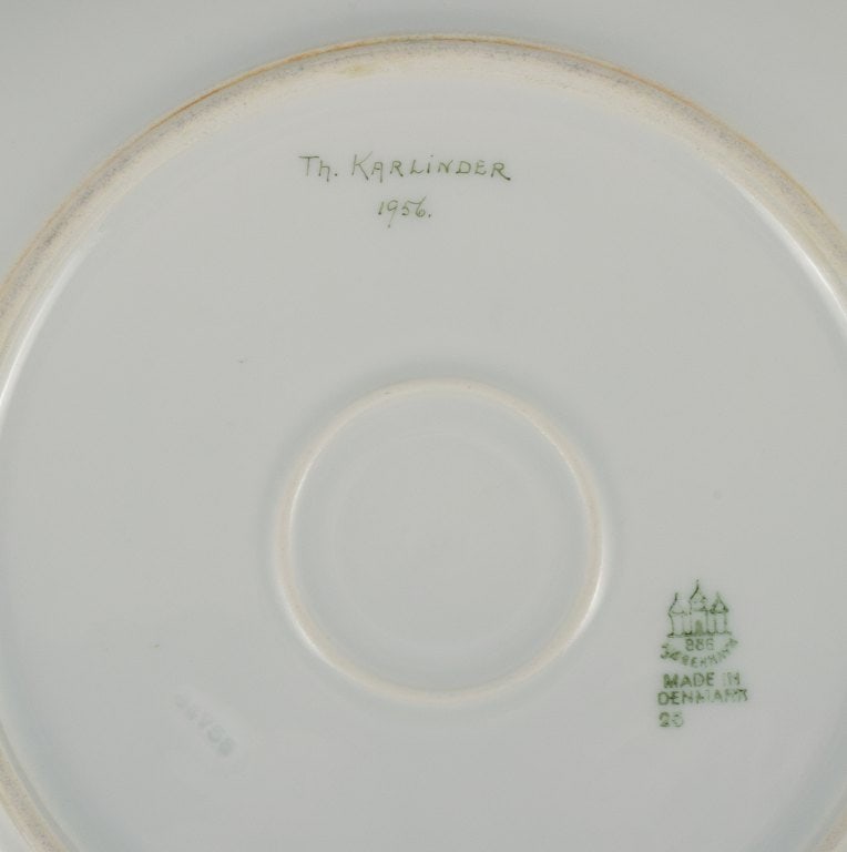 Th. Karlinder for Bing & Grondahl. Six hand-painted dinner plates with fish motifs. - 7