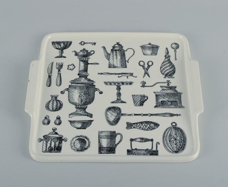 Arabia, Finland, porcelain tray decorated with antique kitchen utensils. - 4