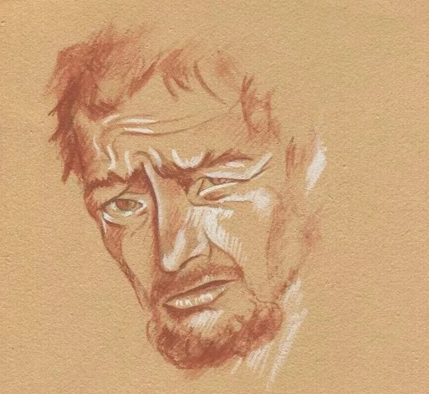 French Pencil Drawing Young Handsome Gift Red Man Portrait, Figure: Title: French Pencil Drawing Young Handsome Gift Red Man Portrait, Figure Description: Watercolor on paper 21.5 x 20.5 cm / 8.46 x 8.07 inches Reserve: $30.00 Shipping: Domestic: Flat-rate of $20.00