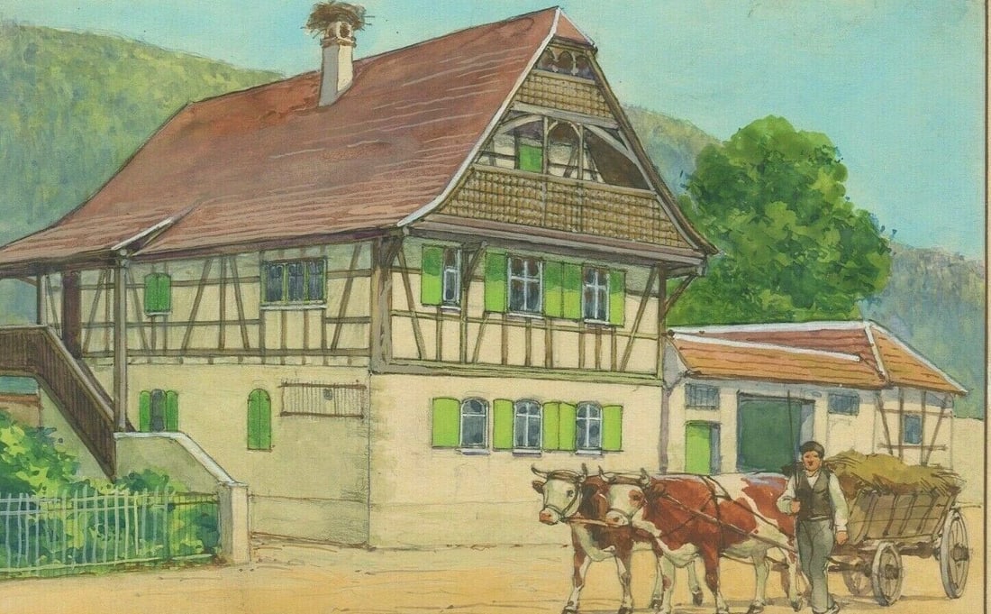 French Art Deco Gouache Drawing House Illustration Antique Original: Title: French Art Deco Gouache Drawing House Illustration Antique Original Description: Gouache on hard paper 15 x 10 cm / 5.90 x 3.93 inches Reserve: $50.00 Shipping: Domestic: Flat-rate of $20.00 to