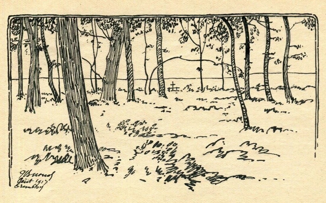 1917 Dated French Ink Drawing Landscape Forest and Trunks Signed Antique: Title: 1917 Dated French Ink Drawing Landscape Forest and Trunks Signed Antique Description: Ink on paper 15 x 10 cm / 3.93 x 5.11 inches folds, stains, laminated Reserve: $30.00 Shipping: Domestic