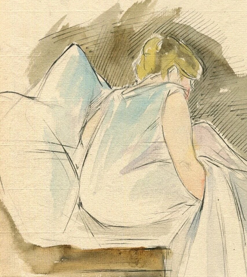 Antique Art Deco Drawing Original Signed Genre Scene, Woman: Title: Antique Art Deco Drawing Original Signed Genre Scene, Woman Description: Watercolor on paper 31 x 32.5 cm stains Reserve: $50.00 Shipping: Domestic: Flat-rate of $20.00 to anywhere within th