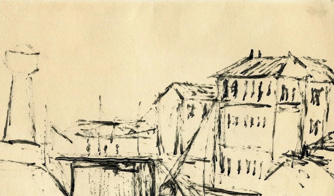 Ink Evaristo 1923-2009 French Ink Drawing Village Landscape Antique Original: Title: Ink Evaristo 1923-2009 French Ink Drawing Village Landscape Antique Original Description: Ink on paper 16 x 20 cm / 6.29 x 7.87 inches signed stains An original French 20th century pen and ink
