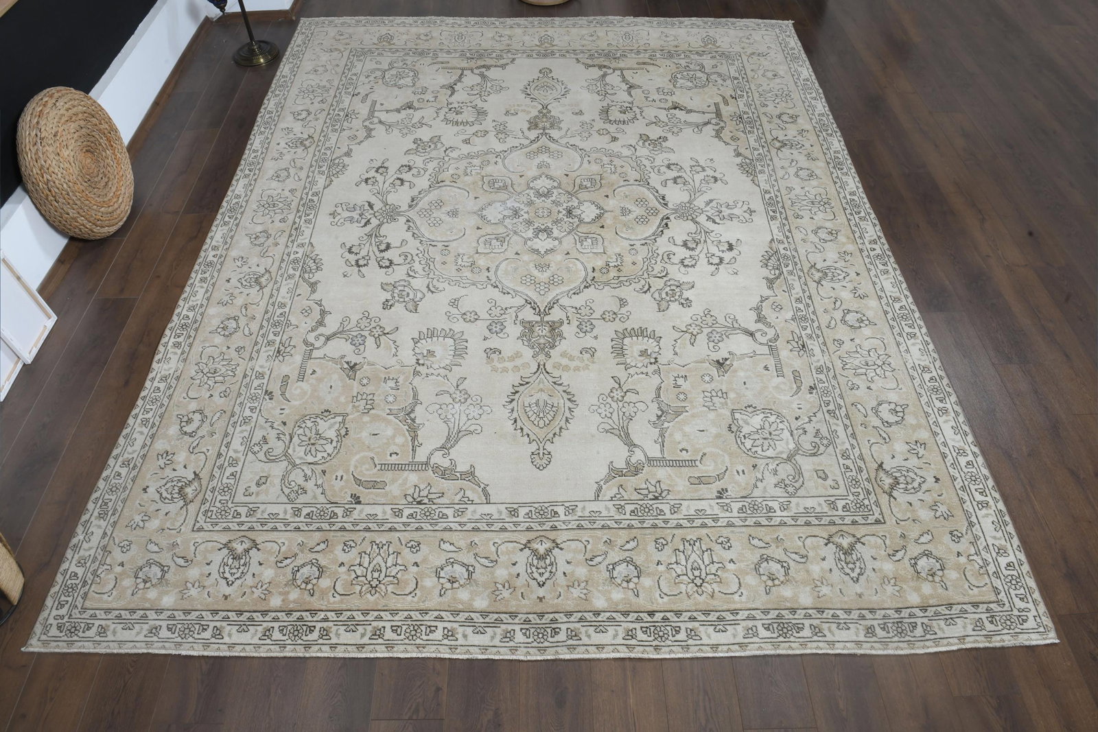 9'6x12'6 ft, VINTAGE PERSIAN Rug: Title: 9'6x12'6 ft, VINTAGE PERSIAN Rug Description: This Turkish one-of-a-kind Anatolian Vintage Rug is hand-knotted and handwoven by the most skilled artisans who use pure wool, in muted, natural