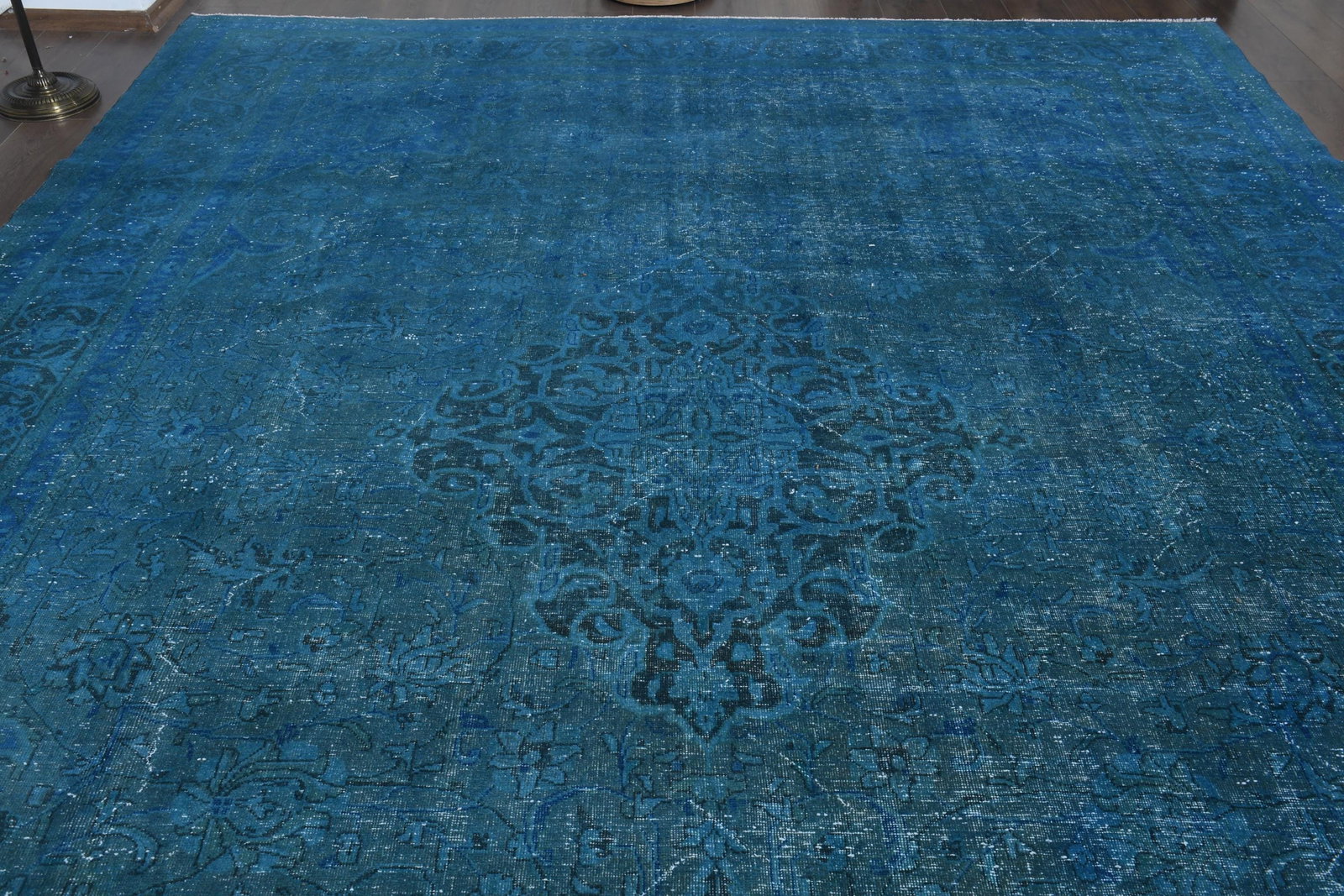 10x13'6 ft, BLUE OVERSIZED RUG, Vintage - 3