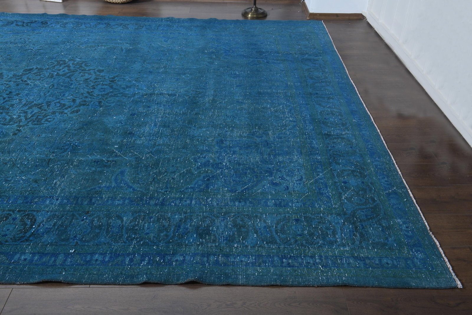 10x13'6 ft, BLUE OVERSIZED RUG, Vintage - 7
