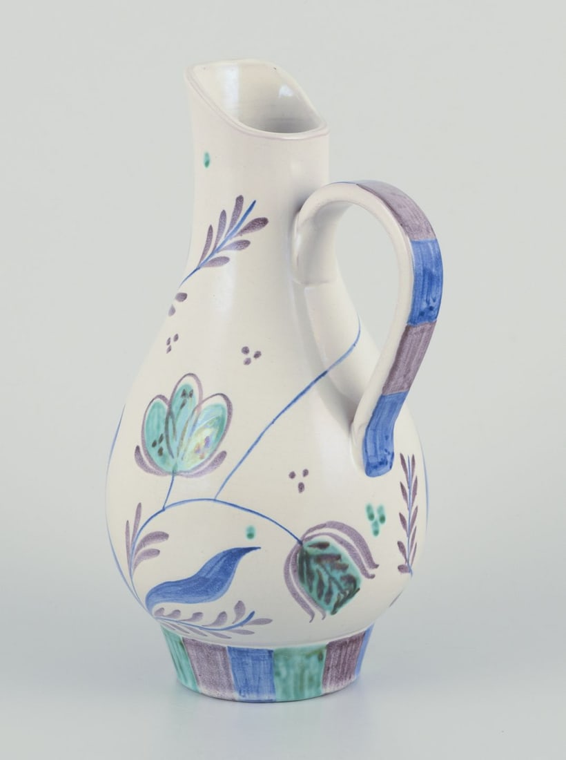 Nittsjö, Sweden. Unique ceramic vase. Hand-painted with floral motifs. Ca 1960. - 6