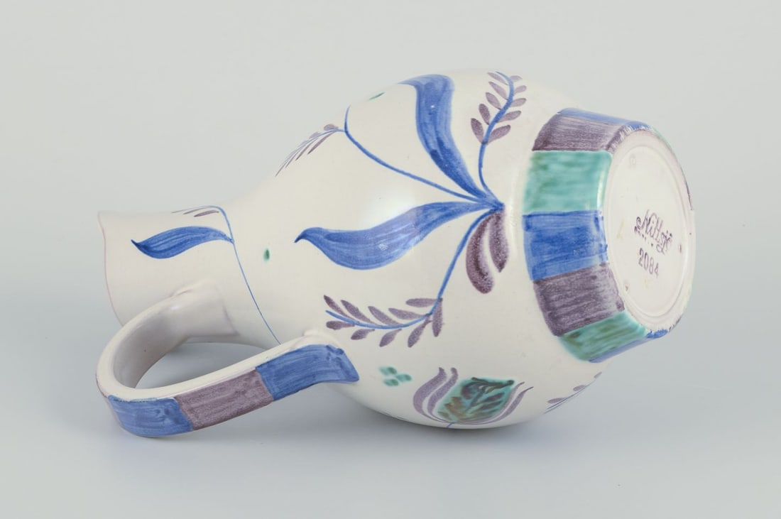 Nittsjö, Sweden. Unique ceramic vase. Hand-painted with floral motifs. Ca 1960. - 7