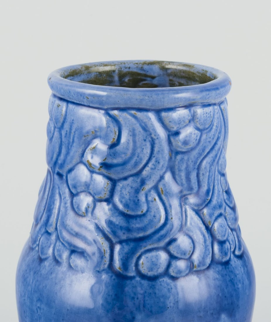 Svend Hammershøi for Kähler. Early and rare ceramic vase. Floral relief pattern. Approx. - 3