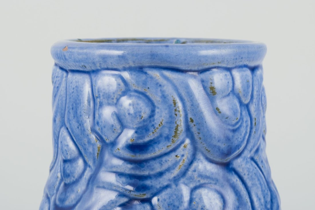 Svend Hammershøi for Kähler. Early and rare ceramic vase. Floral relief pattern. Approx. - 4