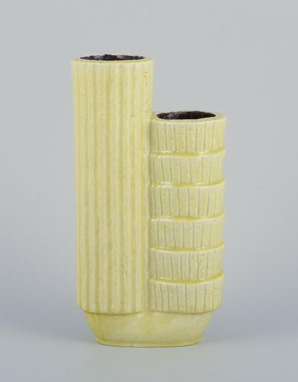 Gunnar Nylund for Rörstrand, Sweden. Two-part ceramic vase in chamotte clay. (1 of 7)