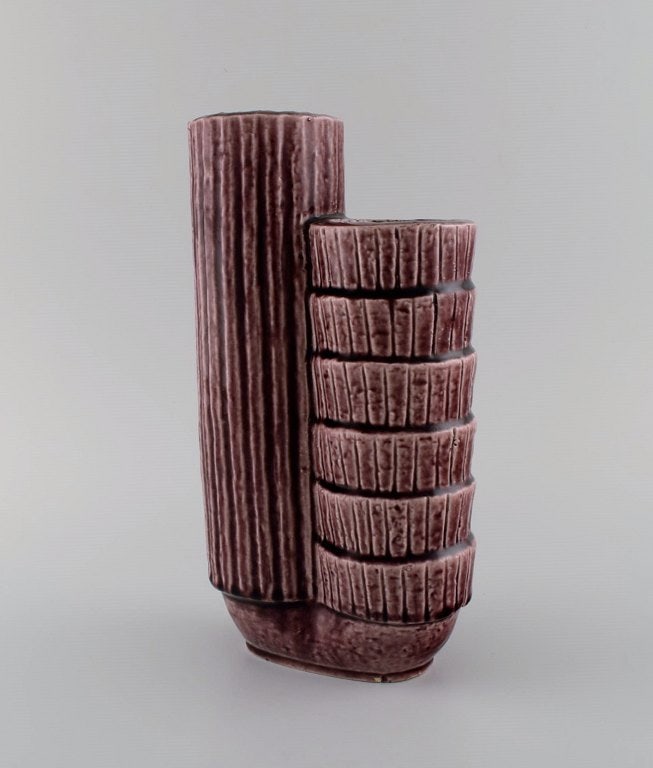 Gunnar Nylund (1904-1997) for Rörstrand. Chamotte vase in glazed ceramics. Beautiful glaze in - 3