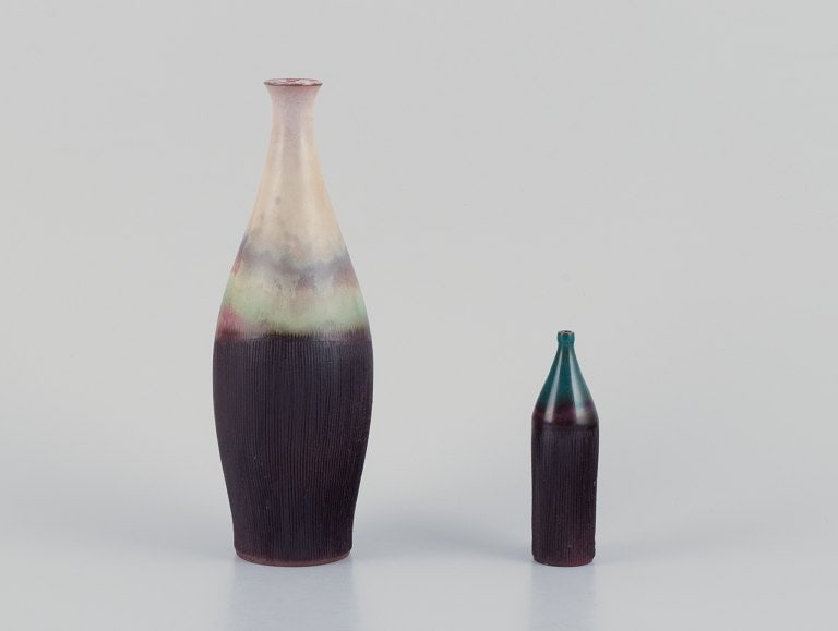Sven Hofverberg, Swedish ceramist. Large and small unique ceramic vases. Multi-colored glaze. (1 of 9)