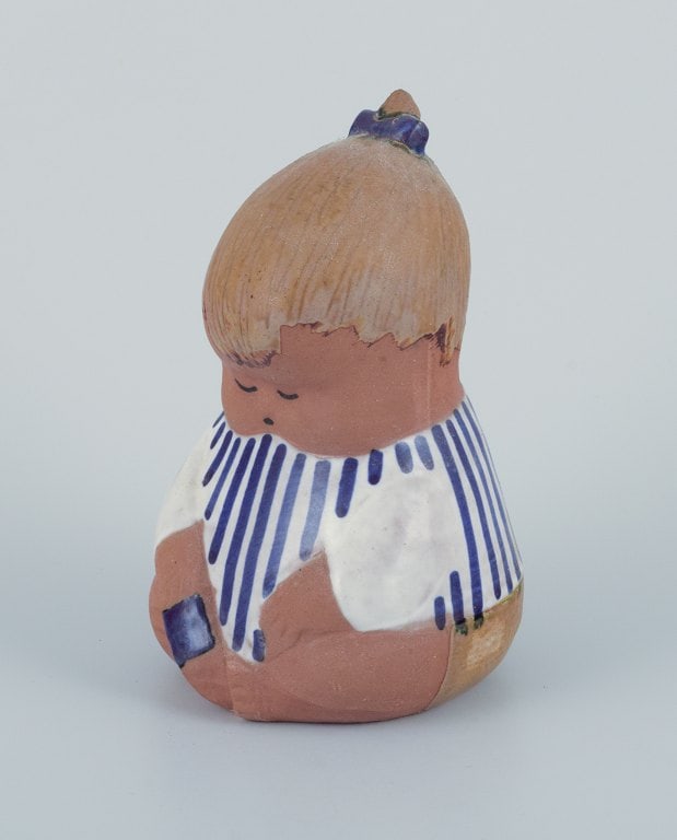 Lisa Larson for Gustavsberg. Rare "Johanna" figurine in glazed ceramics. - 3