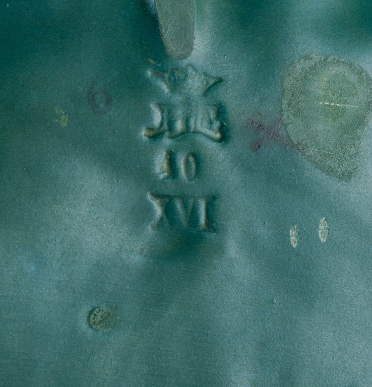 Ipsens Enke, Denmark. Ceramic bowl with wavy rim. Design depicting plant growth. Glaze in orange and - 7