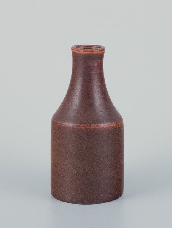 Ingrid and Erich Triller, Sweden. Unique ceramic vase decorated with brown-toned glaze. (1 of 6)
