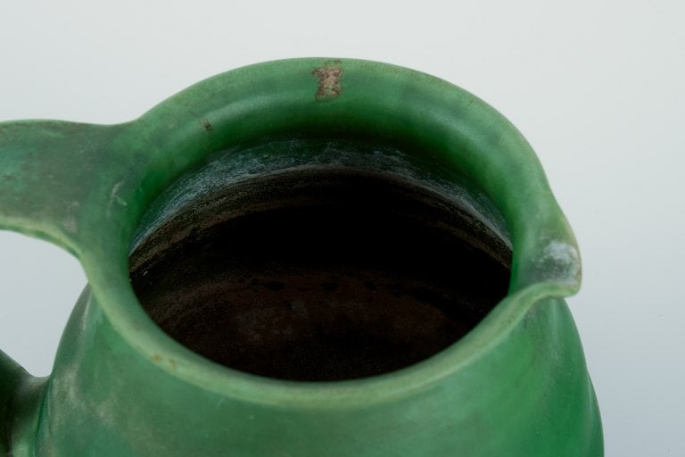 Kähler, Denmark. Ceramic pitcher. Glaze in green tones. - 8