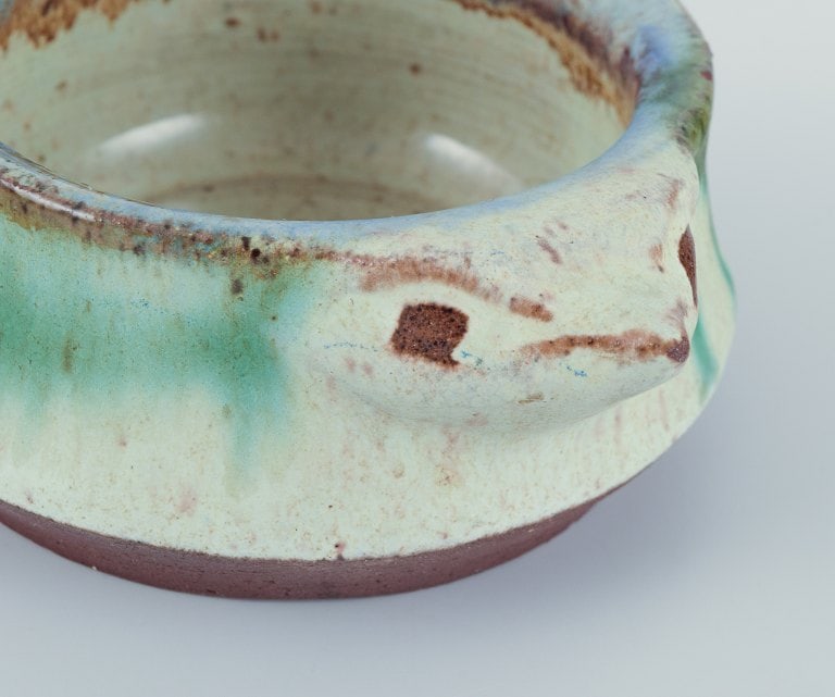 Kähler, Denmark. Small vase and small bowl with a handle shaped like a bird. Handmade ceramic. - 7