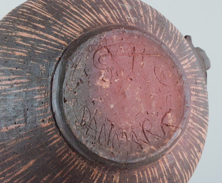 Gutte Eriksen (1918-2008), own studio, Denmark. Unique ceramic teapot. Raku-fired. Glaze in brown - 9