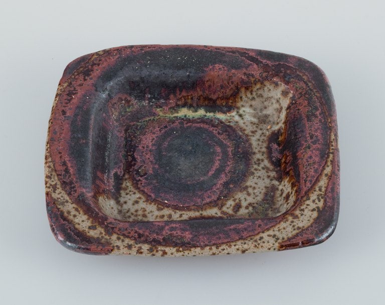 European studio ceramic artist. Unique ceramic bowl with brown glaze. (1 of 7)