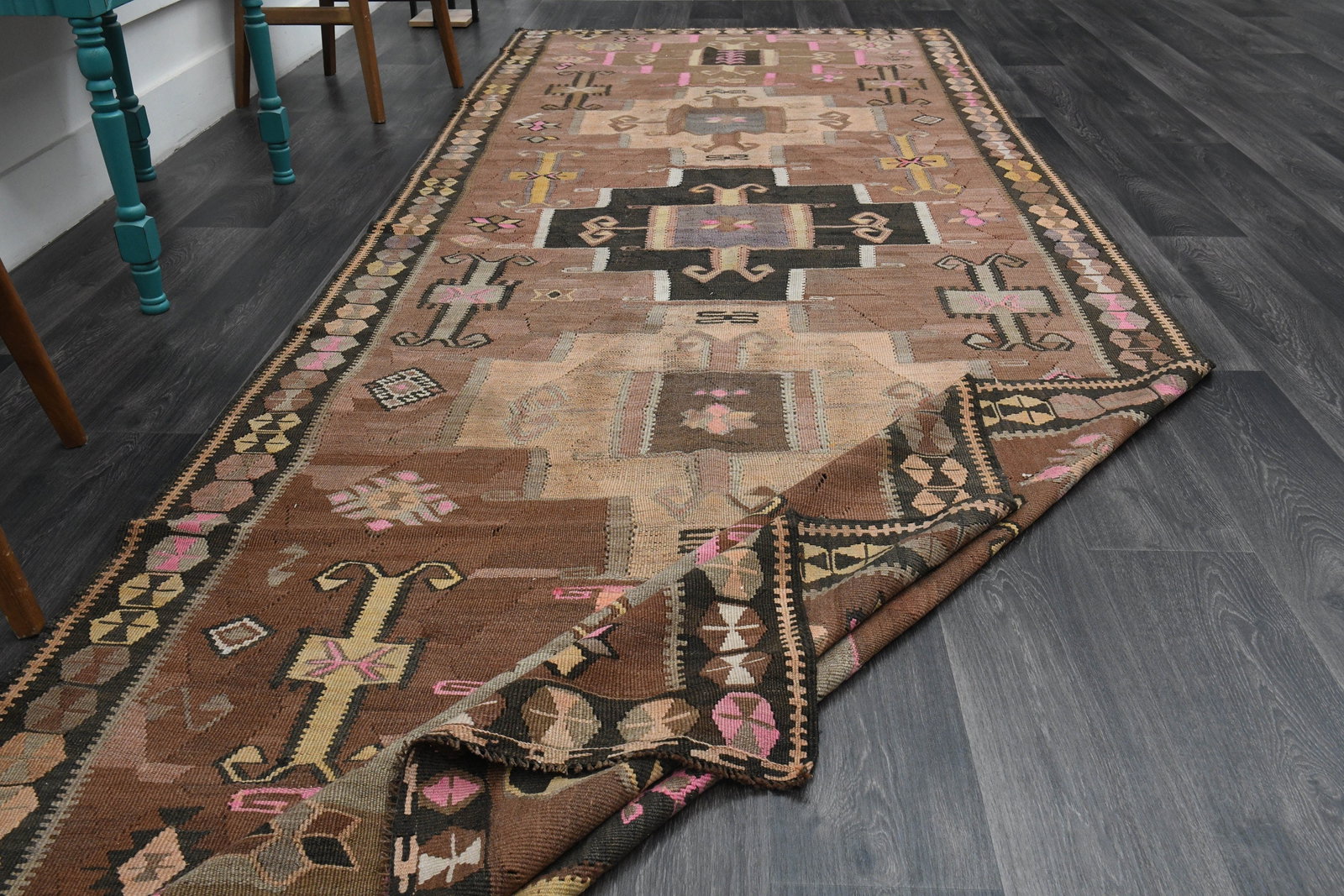 5x14 ft, TURKISH WIDE KILIM Runner - 16