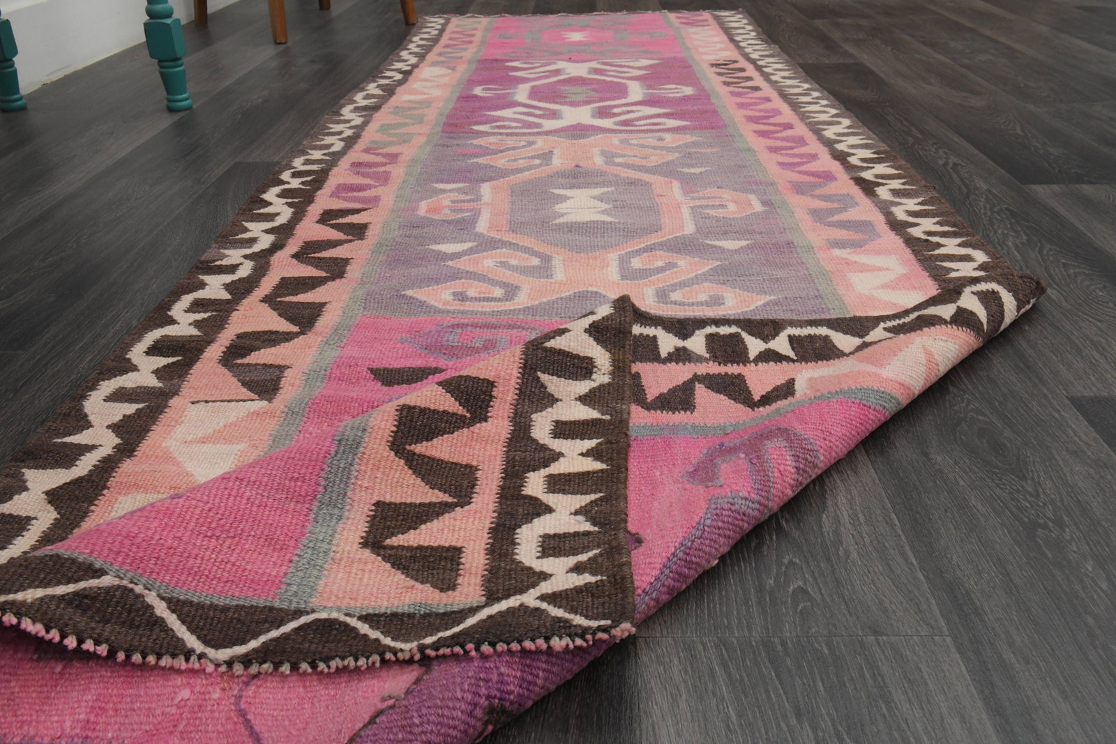 3.2x9.9 ft, TURKISH KILIM Runner - 10