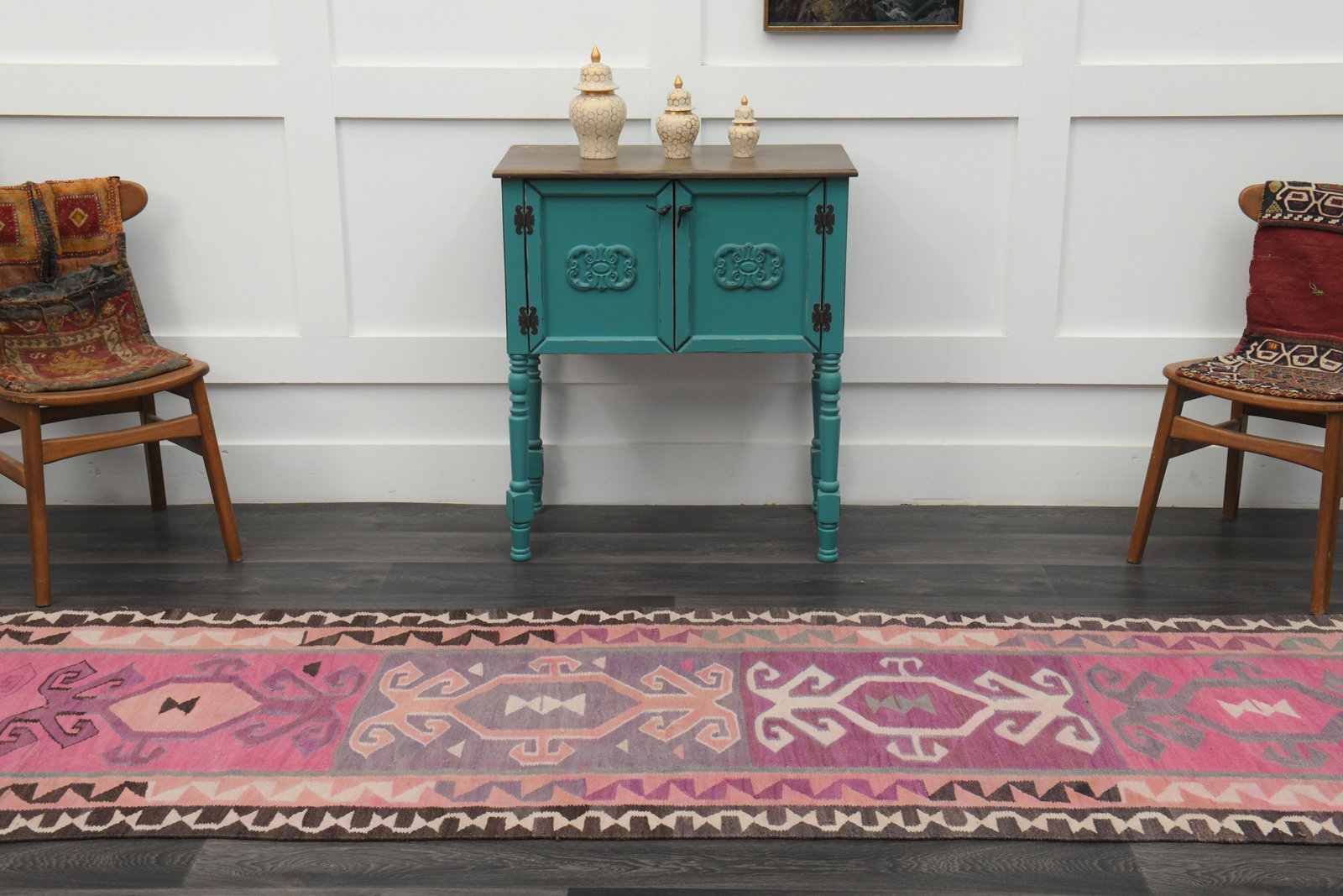 3.2x9.9 ft, TURKISH KILIM Runner - 4