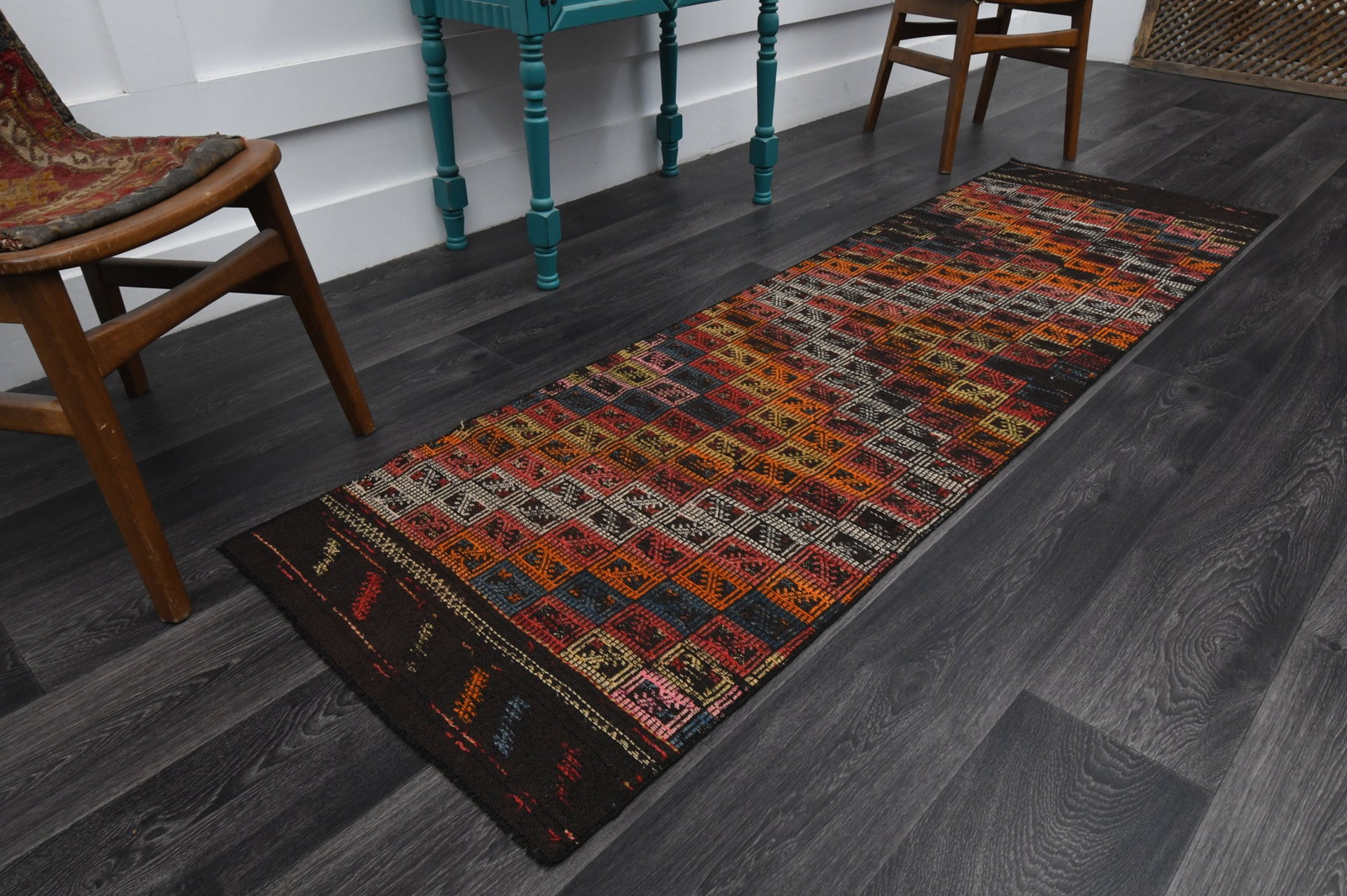 2.3x7.7 ft, TURKISH KILIM Runner - 10
