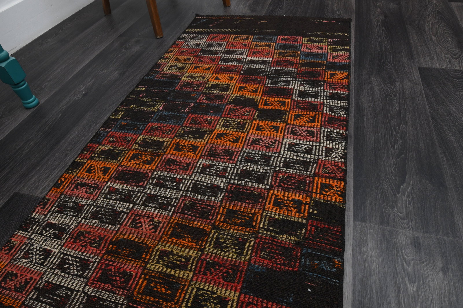 2.3x7.7 ft, TURKISH KILIM Runner - 13