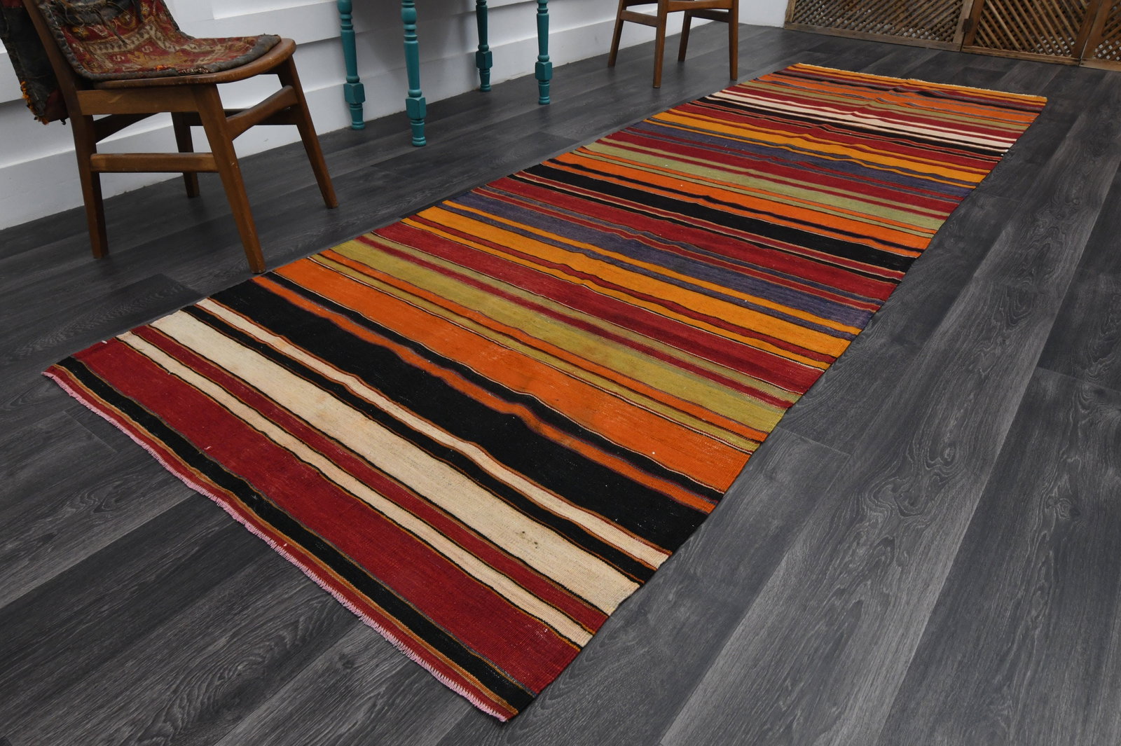 4x11.9 ft, TURKISH KILIM Runner - 10