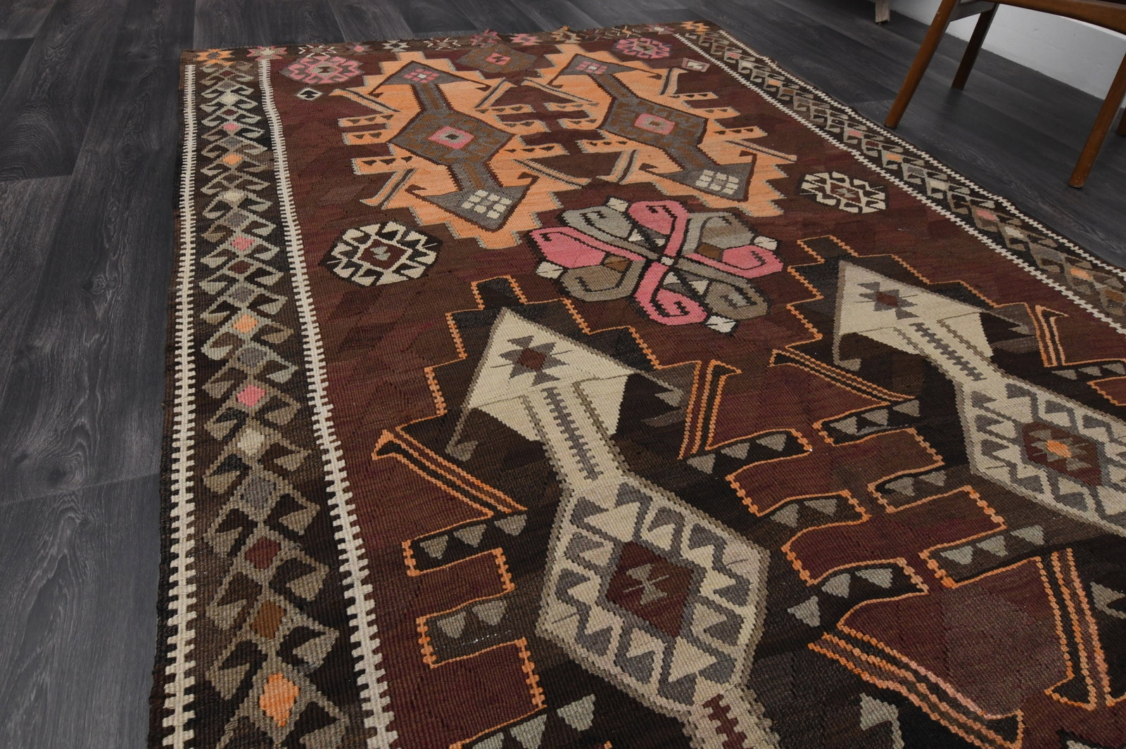 5.3x13.7 ft, TURKISH WIDE KILIM Runner - 12