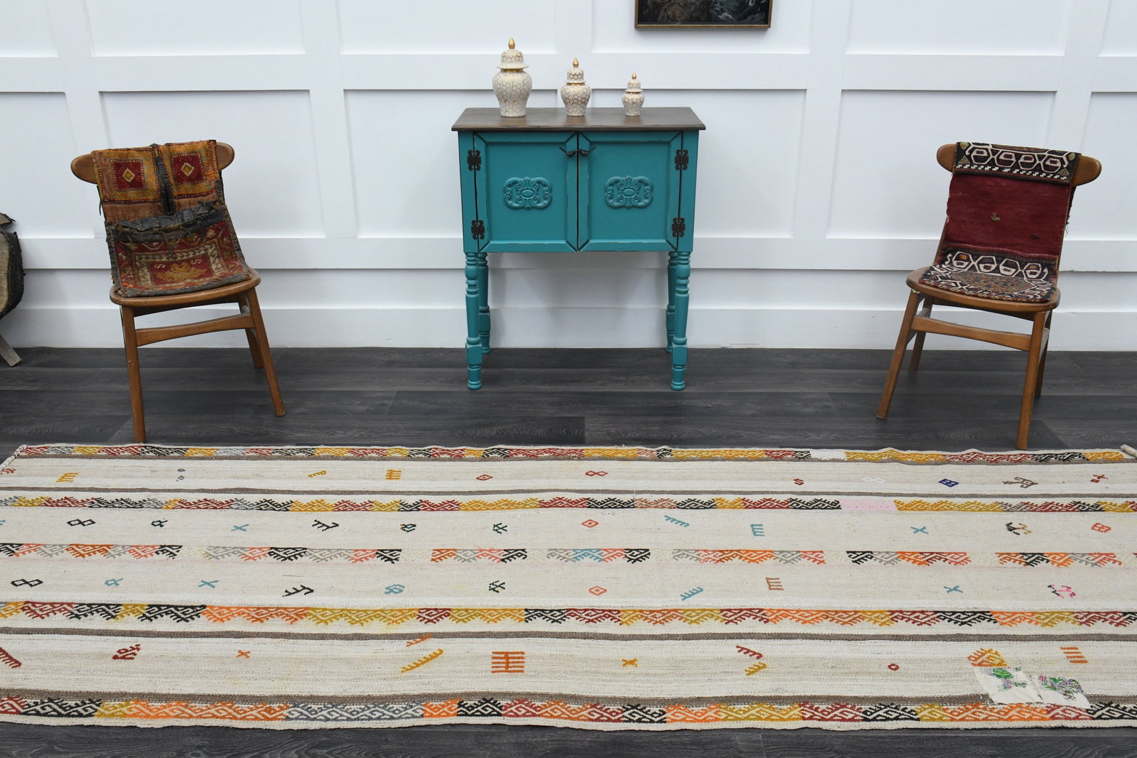 3.8x11.3 ft, TURKISH KILIM Runner - 13