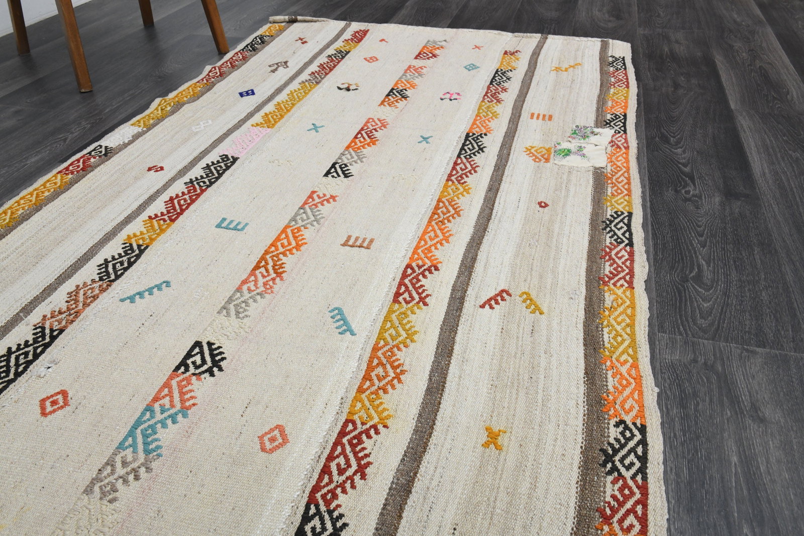 3.8x11.3 ft, TURKISH KILIM Runner - 6