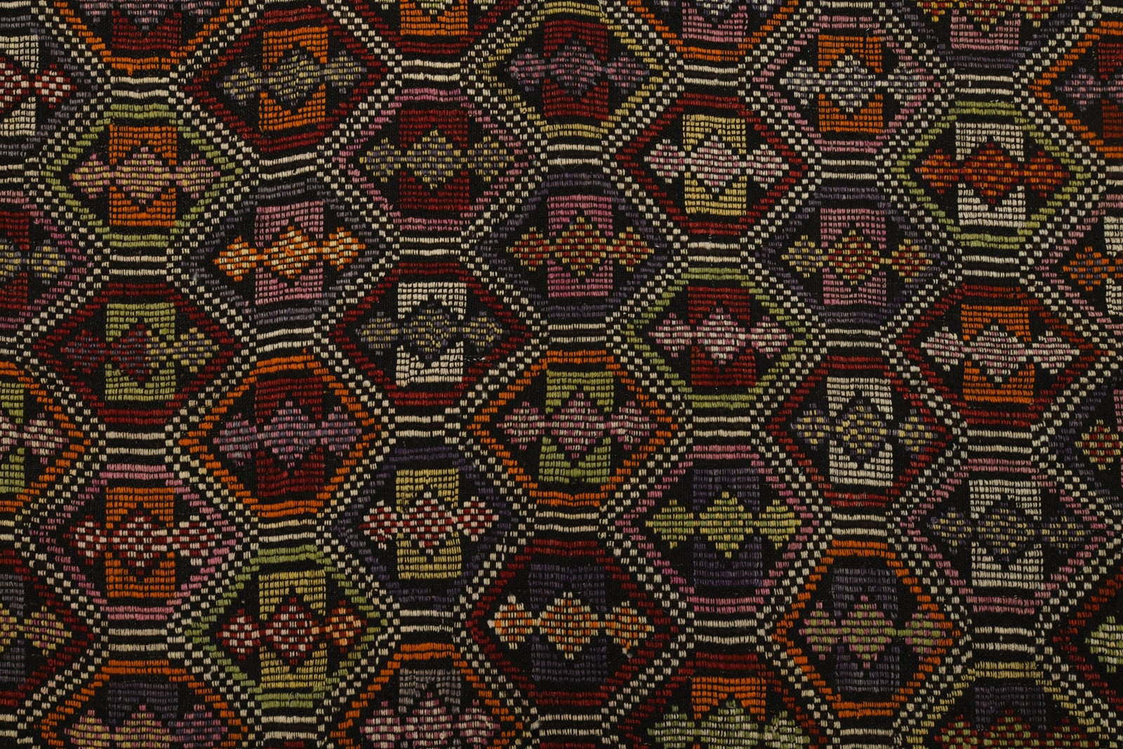 5x9 Black Colorful TURKISH Flatweave Kilim - 9
