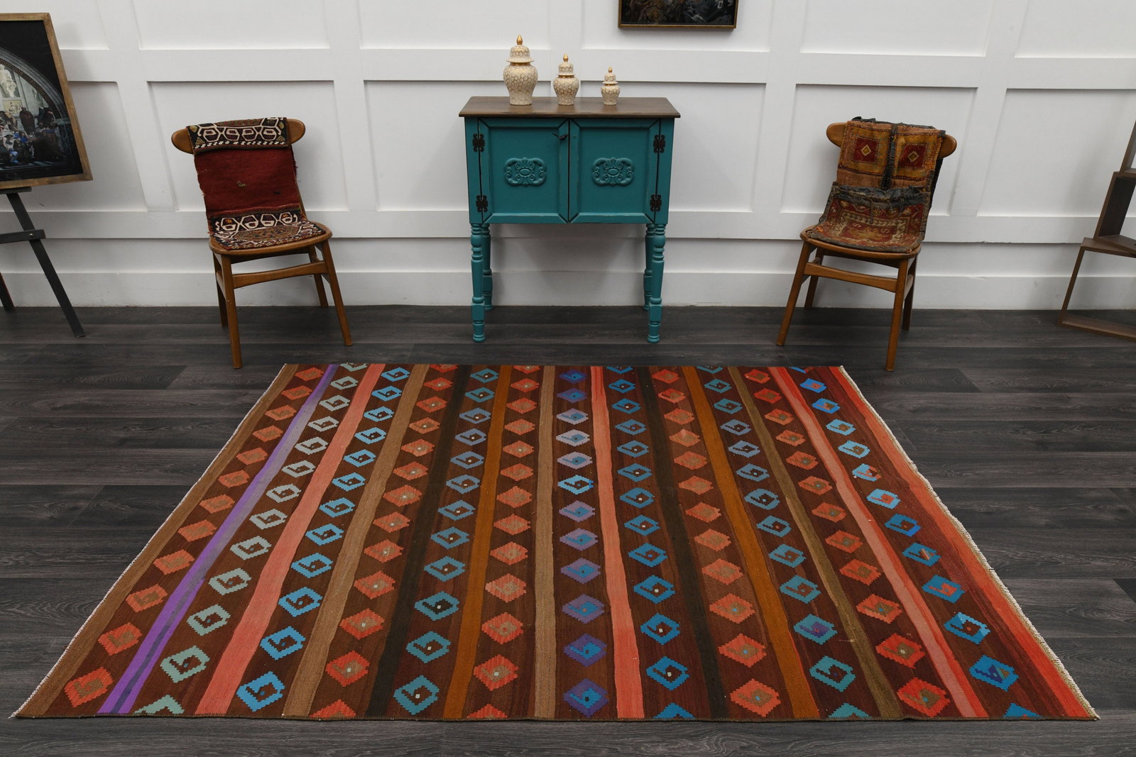 5x7 ft, TURKISH KILIM Rug - 12