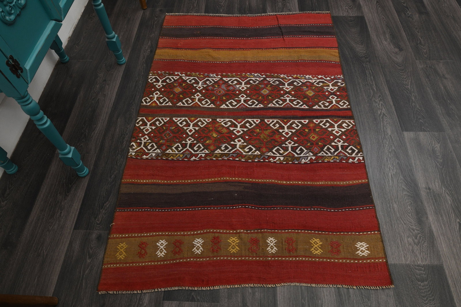 3.4x5.3 ft, TURKISH KILIM Rug - 11
