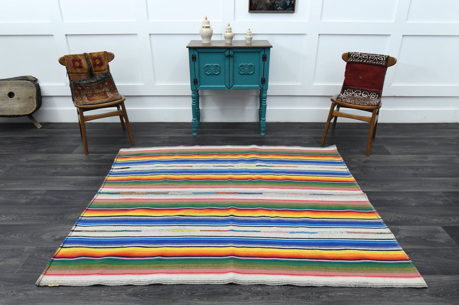 5.3x6.7 ft, TURKISH KILIM Rug - 12