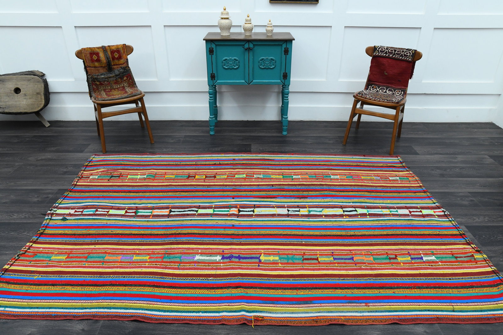 5.6x8.6 ft, TURKISH KILIM Rug - 3