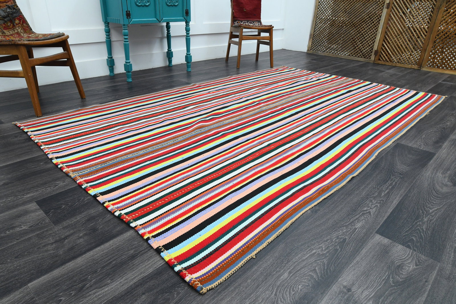 5.7x9.4 ft, TURKISH KILIM Rug - 10