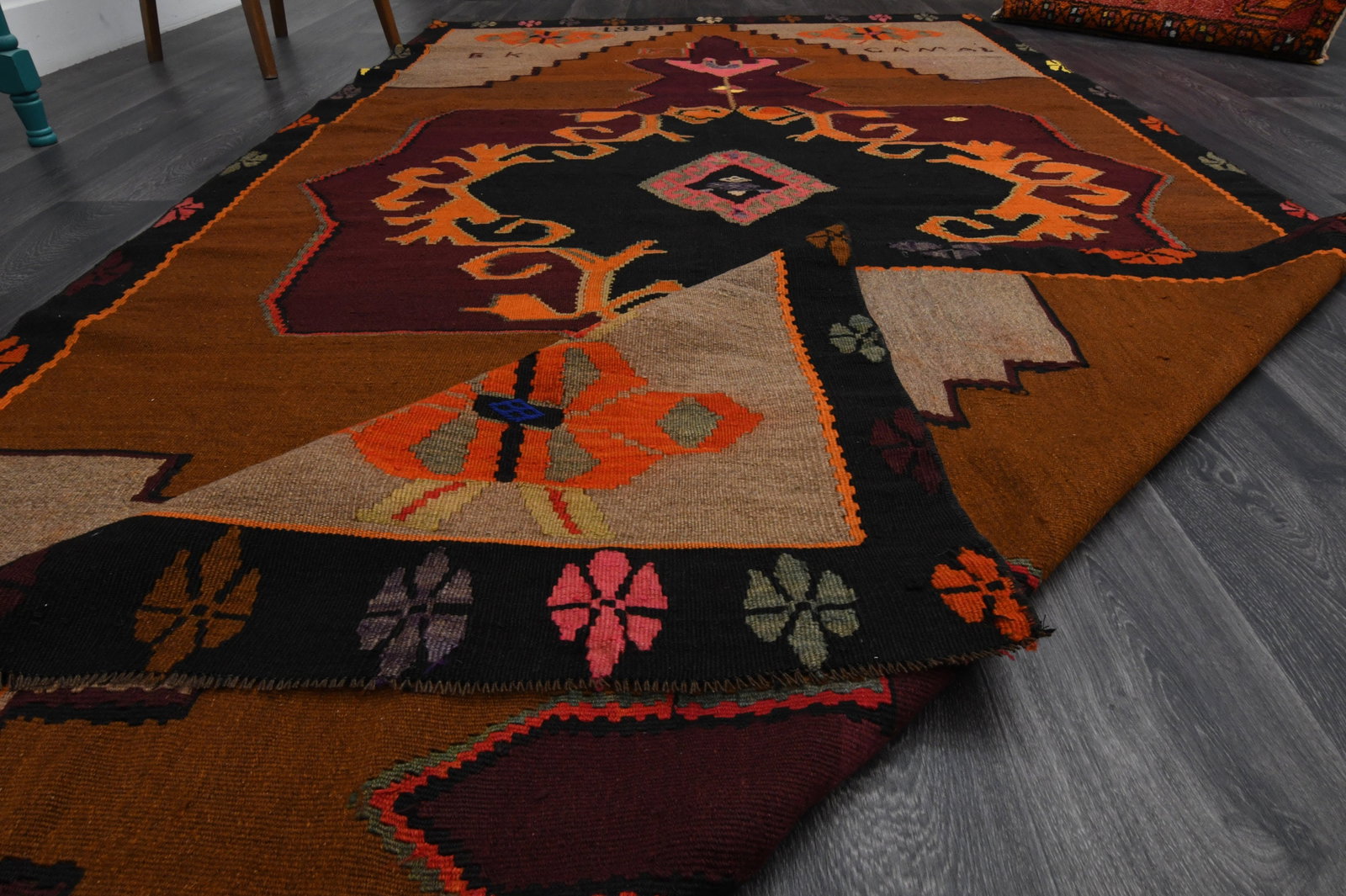 5.7x11.2 ft, TURKISH KILIM Rug - 17