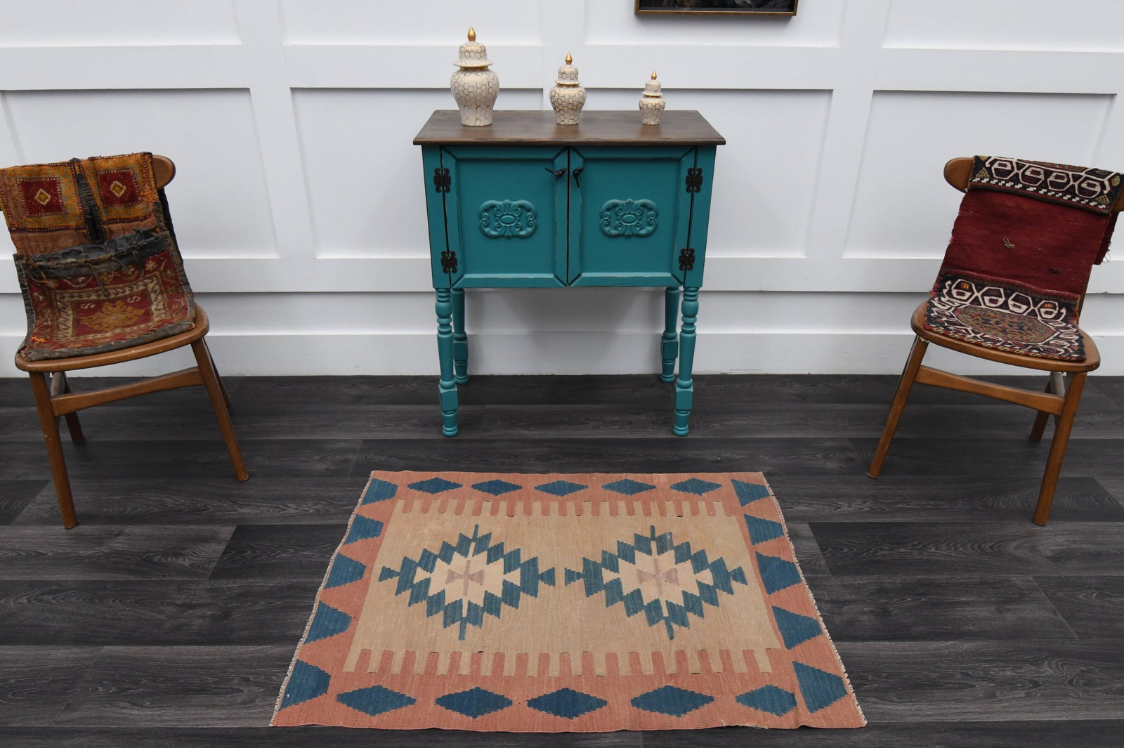 2.7x3.7 ft, TURKISH KILIM Rug - 3