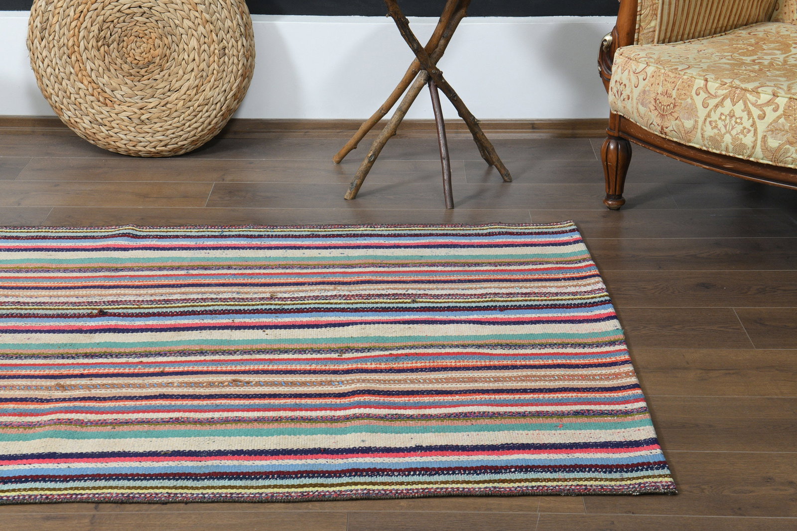 3'9x6'9 ft, COLORFUL TURKISH RUG - 9