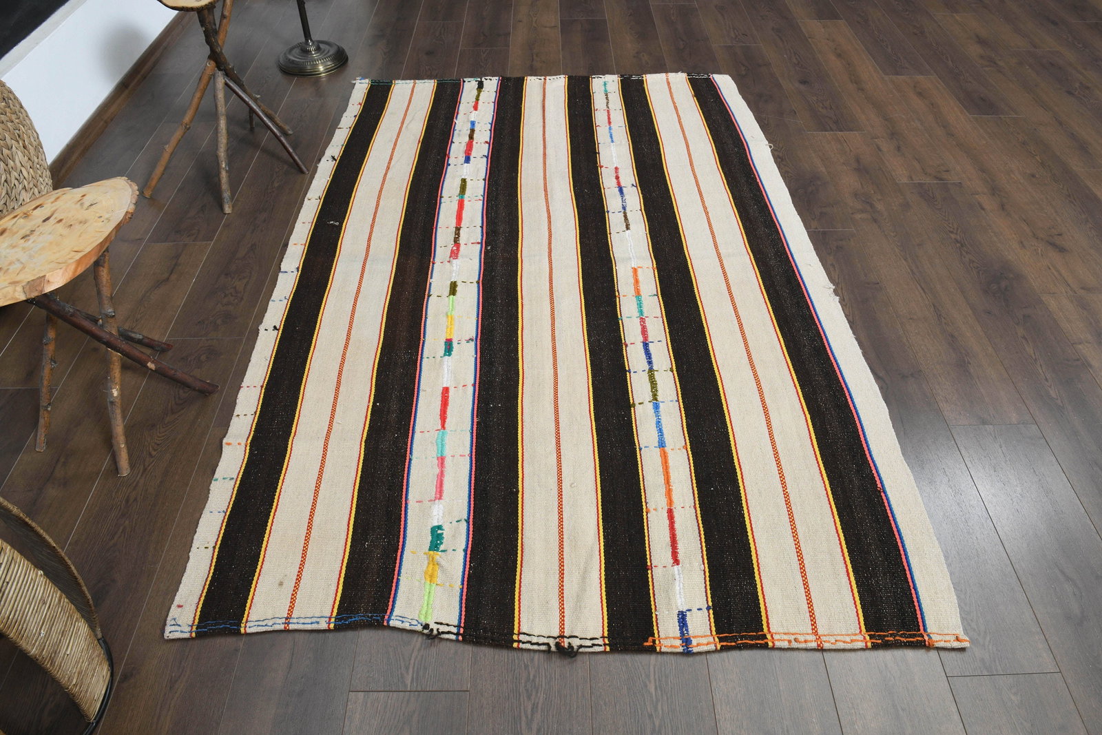 4'5x6'8 ft, BEIGE BROWN KILIM - 7